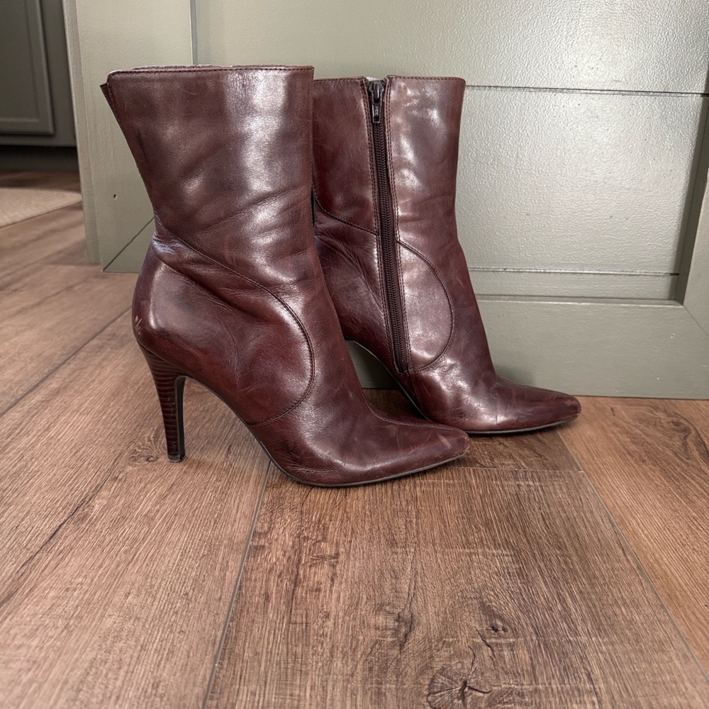Stiletto Brown Nine West Leather Women's Boots